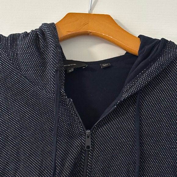 Vince Navy Blue and white polka dots zipper jacket size XL - Picture 3 of 4